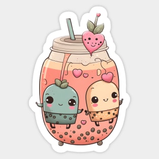 Valentine's day Bubble tea Couples boyfriend and girlfriend husband and wife lovers gift idea Sticker